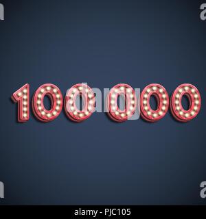 Realistic number character with lamps, vector illustration Stock Vector