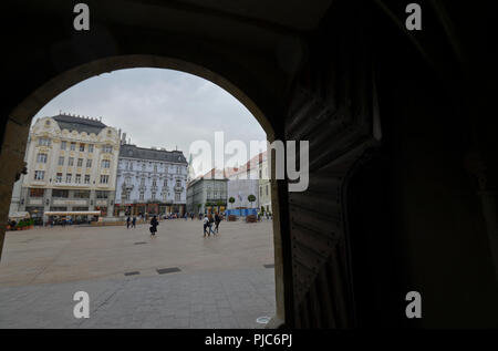 Bratislava Main Square (Hlavné námestie), Slovakia Stock Photo