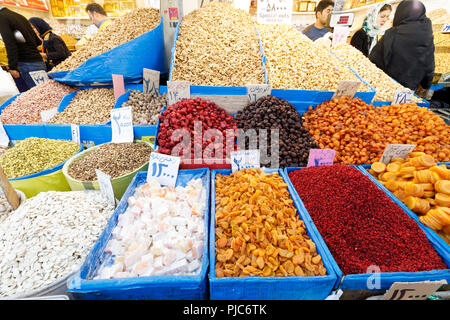 Islamic Republic of Iran  Tehran. Edibles for sale in local outdoor market. Fruits and vegetables. Dried Legumes, spices.  March 02, 2018 Stock Photo