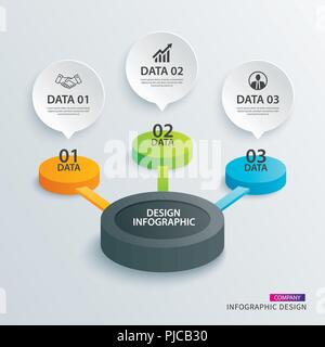 Infographics circle paper with 3 data template. Vector illustration abstract background. Can be used for workflow layout, business step, brochure, fly Stock Vector