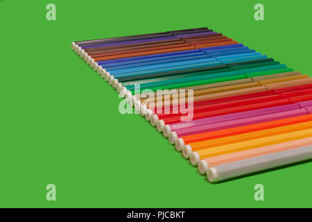 row of colorful felt pens Stock Photo