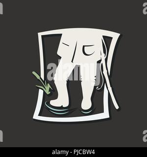 Silhouette of angle. Vector illustration design icon. Logo of the fishing concept shop. Stock Vector