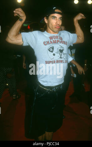 HOLLYWOOD, CA - SEPTEMBER 10: Musician/singer  Anthony Kiedis of The Red Hot Chili Peppers attend Warner Bros. Pictures' 'Singles' Premiere on September 10, 1992 at Mann's Chinese Theatre in Hollywood, California. Photo by Barry King/Alamy Stock Photo Stock Photo