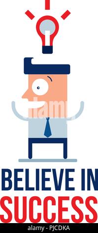 Happy businessman with bright idea Stock Vector