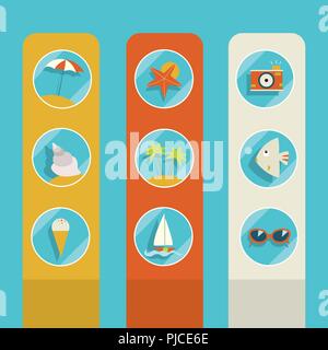 Set of summer elements. Summer holidays concept. Stock Vector