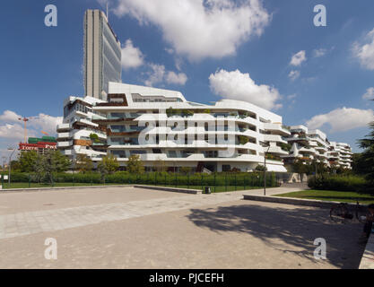 Zaha Hadid Architects, CityLife Milano residential building complex, apartment blocks, 2014, Milan, Italy, exterior view Stock Photo