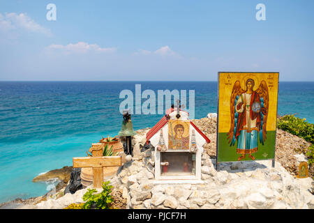 Rhodes, Greece - August 4, 2018: The cave of the Archangel Michael ...