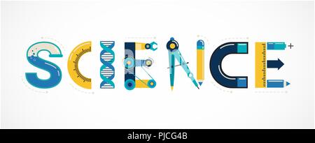 Science banner, typography and background Stock Vector