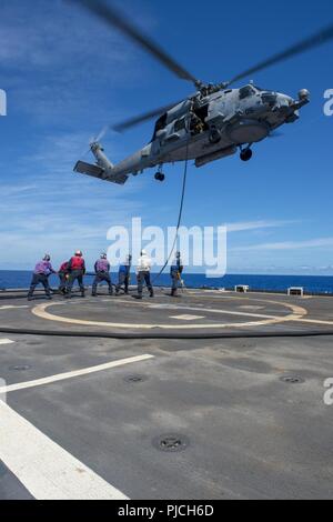 PHILIPPINE SEA (July 21, 2018) Boatswain’s Mate 3rd Class Aaron Mason ...