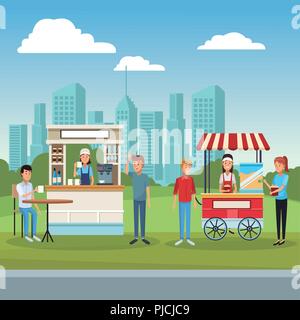 Coffee shop and customers Stock Vector