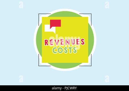 Word writing text Revenues Costs. Business concept for Total amount of money in Manufacturing and Delivery a product. Stock Photo