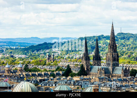 Edinburgh old city centre panoramic view of architecture from vantage point of Edinburgh Castle Stock Photo