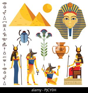 Egypt set of ancient egyptian idols statues Stock Vector