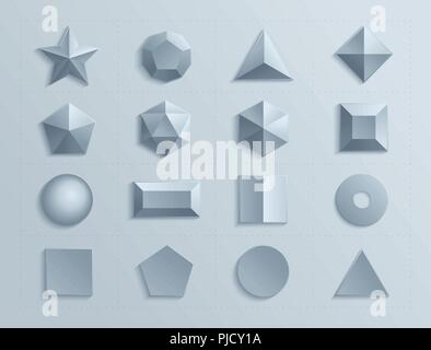 3d shapes template realistic Stock Vector