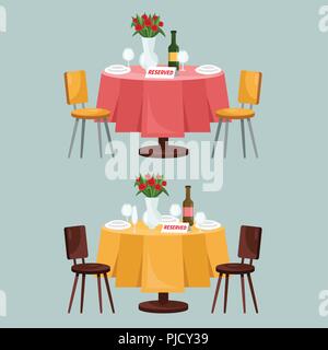 Reserved sign on the table in restaurant Stock Vector