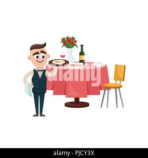 Reserved sign on the table in restaurant Stock Vector