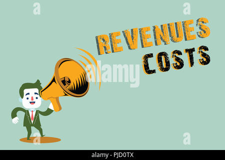 Handwriting text writing Revenues Costs. Concept meaning Total amount of money in Manufacturing and Delivery a product. Stock Photo