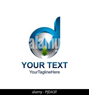 Initial letter DW or WD logo template colored blue silver design for business and company identity Stock Vector
