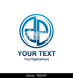 Initial letter DP logo template colored circle blue swoosh design for business and company identity Stock Vector