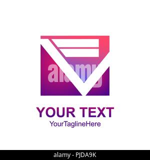 Initial letter FV logo template colorfull square design for business and company identity Stock Vector