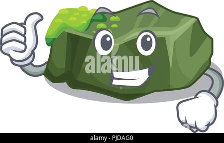 Thumbs up cartoon moss grow on sea rock Stock Vector