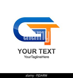 Initial letter GT logo template colored blue orange design for business and company identity Stock Vector