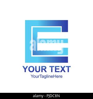 Initial letter CE logo template colored blue square design for business and company identity Stock Vector