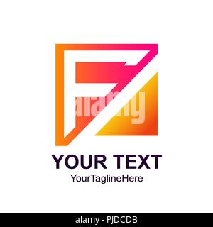 Initial letter F logo template colorfull square design for business and company identity Stock Vector