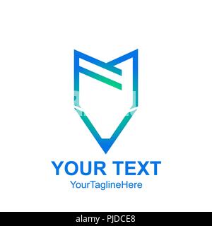 Initial letter FM logo template colored blue pen design for business and company identity Stock Vector