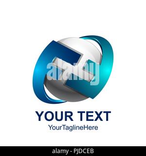 Initial letter FF logo template blue grey circle sphere reflect design for business and company identity Stock Vector