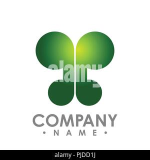Abstract green color butterfly vector design illustration template Stock Vector