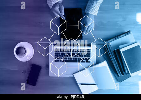 Blockchain technology  financial cryptocurrency such as bitcoin Stock Photo