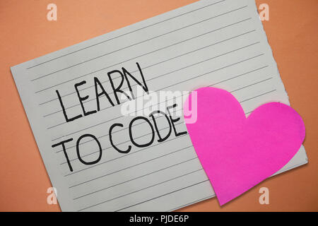 Word writing text Learn To Code. Business concept for Learn to write Software Be a Computer Programmer Coder. Stock Photo