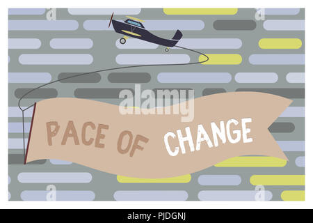 Text sign showing Pace Of Change. Conceptual photo Shift in normal routine Variation in usual activities. Stock Photo