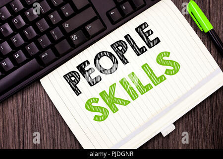 Text sign showing People Skills. Conceptual photo Get Along well Effective Communication Rapport Approachable. Stock Photo