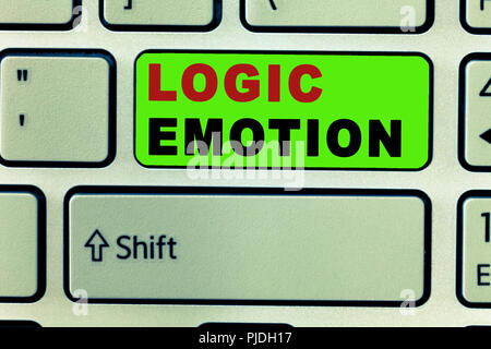 Text sign showing Logic Emotion. Conceptual photo Unpleasant Feelings turned to Self Respect Reasonable Mind. Stock Photo