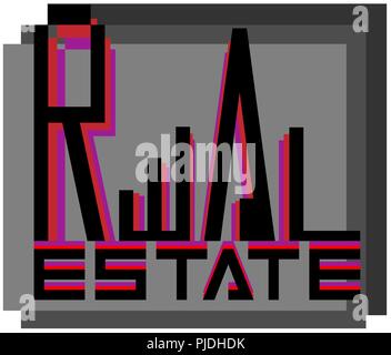 typographic logo of a real estate agency against a background of shades of gray Stock Vector