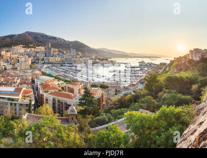 Monaco from above at sunrise on sunny summer day Stock Photo