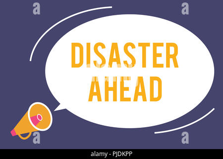 Word writing text Disaster Ahead. Business concept for Contingency Planning Forecasting a disaster or incident. Stock Photo