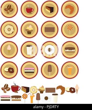 Set of flat dessert icons. Vector illustration. Stock Vector