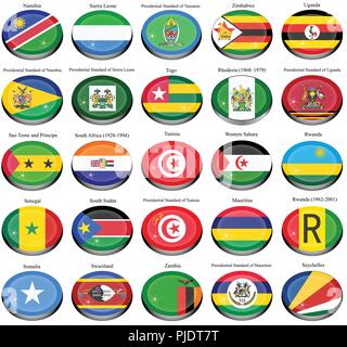 Set of icons. Flags of the Africa. Stock Vector