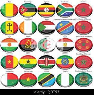 Set of icons. Flags of the Africa. Stock Vector