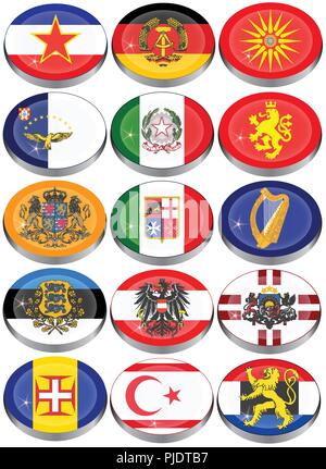 Set of icons. Flags of the Europe. Stock Vector