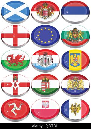 Set of icons. Flags of the Europe. Stock Vector