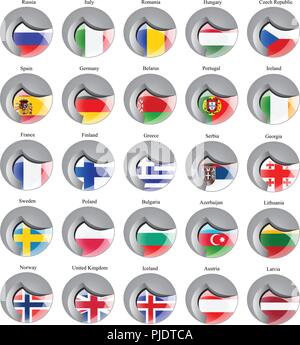 Set of icons. Flags of the Europe. Stock Vector