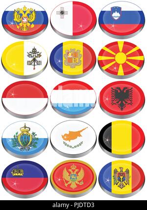 Set of icons. Flags of the Europe. Stock Vector
