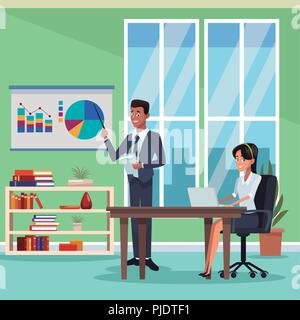 Coworkers at office Stock Vector