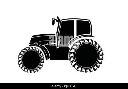 Black-and-white silhouette of the tractor. Stock Vector