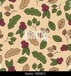 Autumn seamless pattern with leaf, autumn leaf background. Abstract leaf texture Stock Vector
