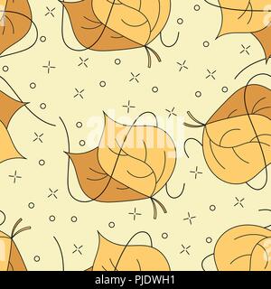 Autumnal leaves seamless pattern in yellow and brown colors for wallpaper Stock Vector